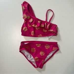 Boden Kids Bikini - Pink with Gold Shells